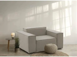 Poltrona Dbrogn, Poltrona de sala, 100% Fabricado na Itália, Poltrona relaxante em tecido acolchoado, 160x95h70 cm, Taupe