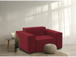 Poltrona Dciurri, Poltrona de sala, 100% Fabricado na Itália, Poltrona relaxante em tecido acolchoado, 140x95h70 cm, Vermelho