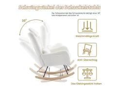 Poltrona de balanço - com banquinho - Veludo - Branco