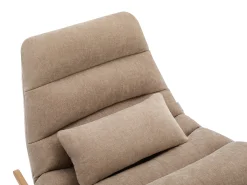 Poltrona de baloiço em tecido taupe com base em madeira RELIACO