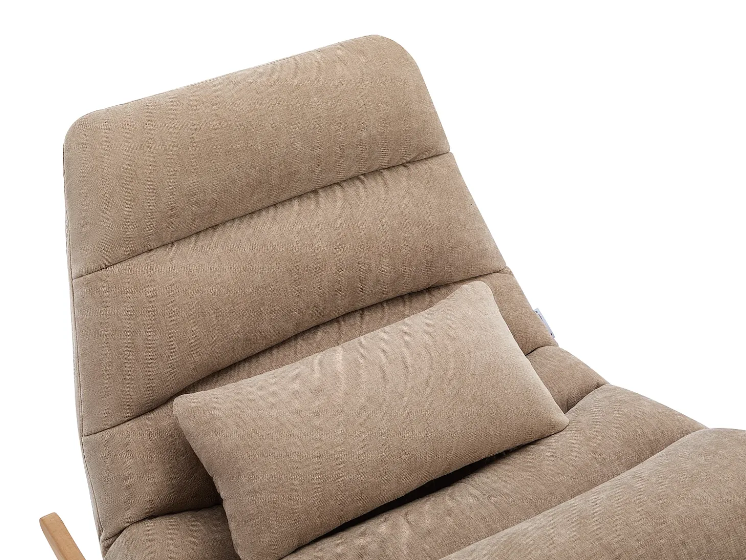 Poltrona de baloiço em tecido taupe com base em madeira RELIACO