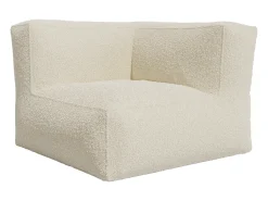 Poltrona de canto em tecido bouclé branco sujo estilo contemporâneo NOUMARA