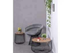 Poltrona de design estofada em veludo e estrutura em aço - Albert - Cinza