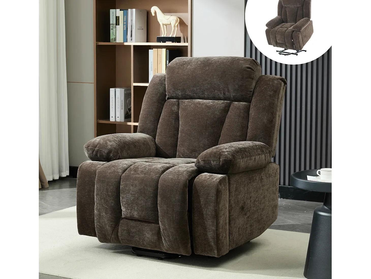 Poltrona de massagem elétrica - 95 x 94 x 107 cm - com massagem de 8 pontos + função de aquecimento e elevação - tecido - marrom