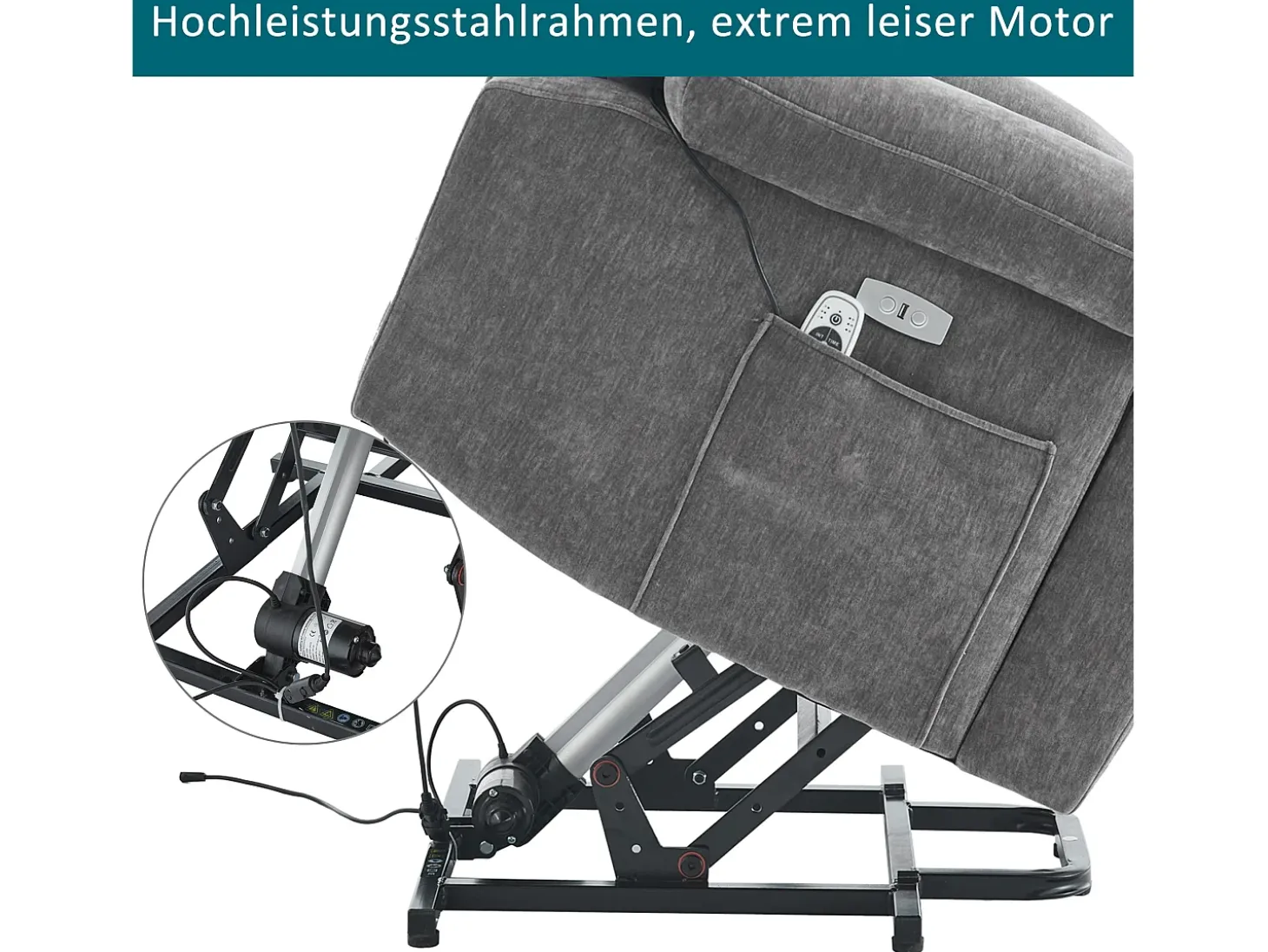 Poltrona de massagem elétrica - 95 x 94 x 107 cm - com massagem de 8 pontos + função de aquecimento e elevação - tecido - cinza