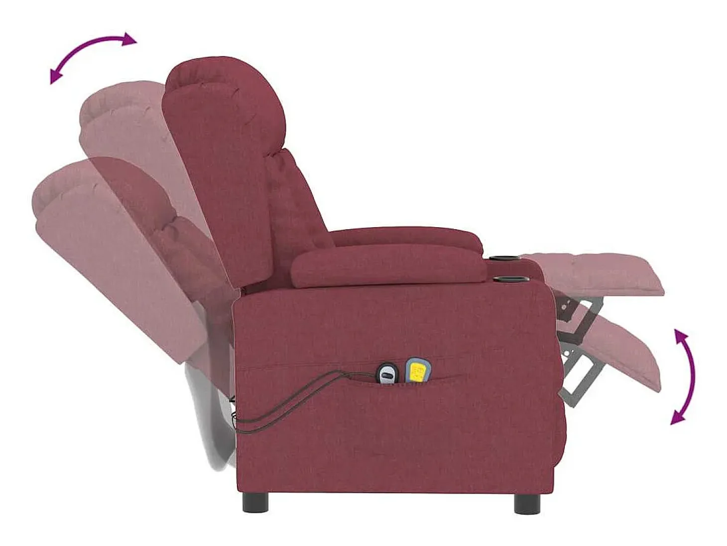 Poltrona de massagens elétrica reclinável tecido vermelho tinto