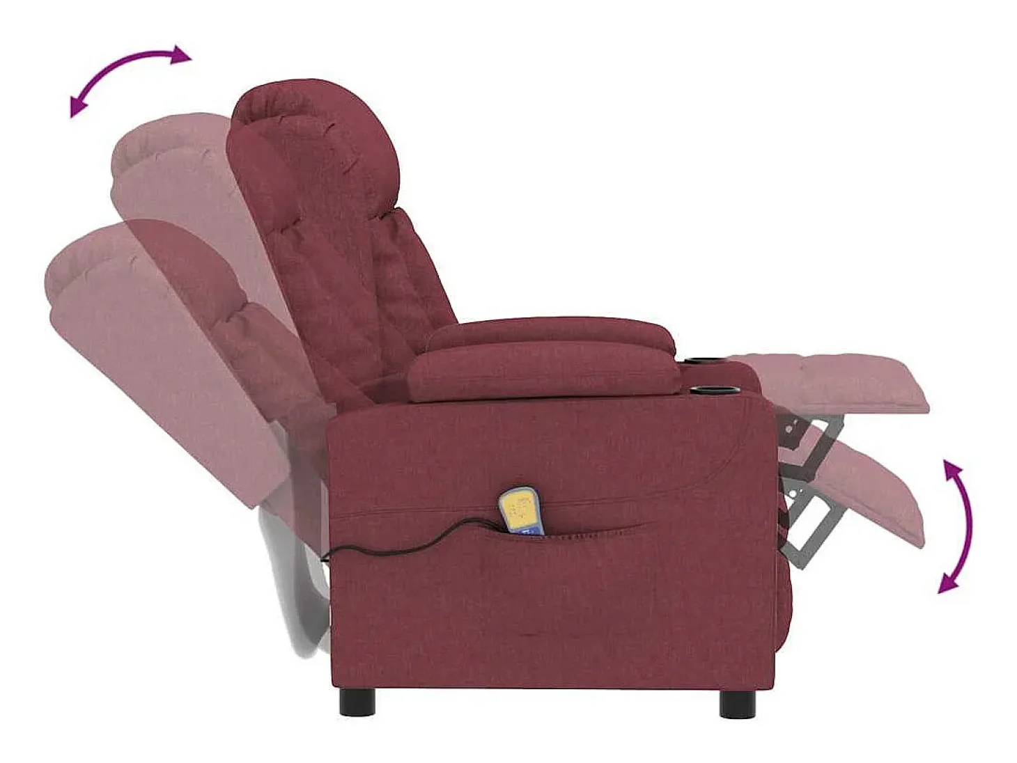 Poltrona de massagens elétrica reclinável tecido vermelho tinto
