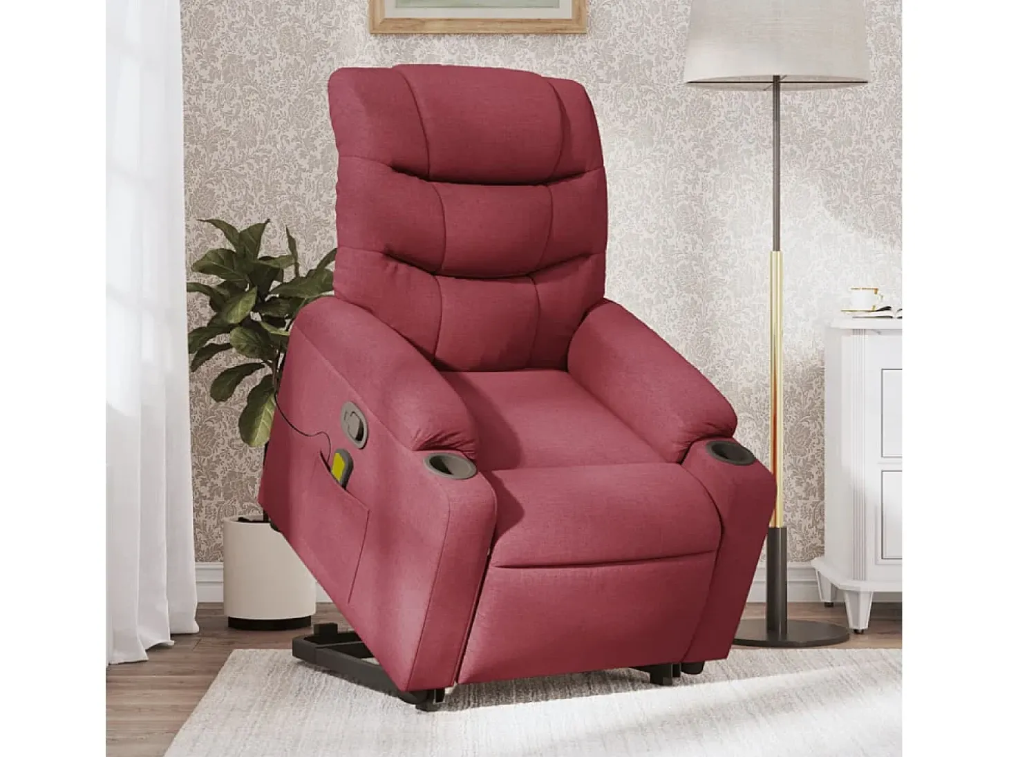Poltrona de massagens reclin. elevatória tecido vermelho tinto SHL571220
