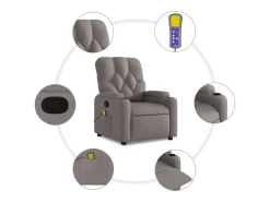 Poltrona de massagens reclinável tecido cinzento-acastanhado SHL971750