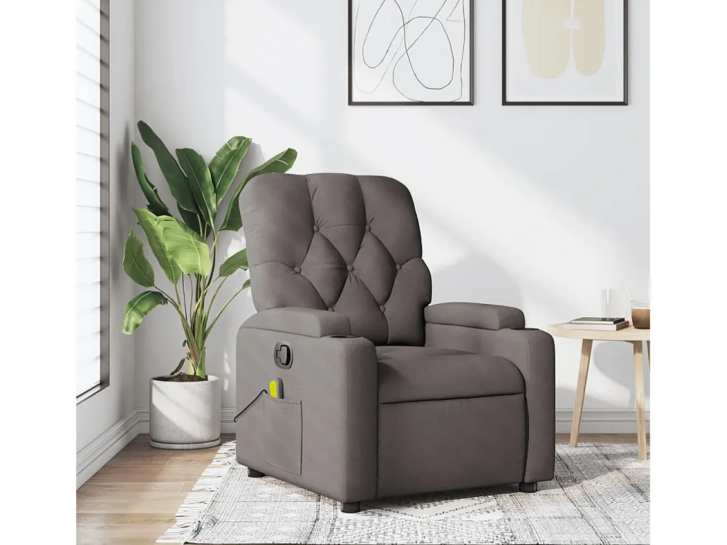 Poltrona de massagens reclinável tecido cinzento-acastanhado SHL971750