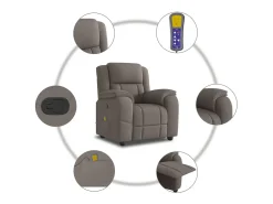 Poltrona de massagens reclinável tecido cinzento-acastanhado