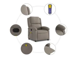 Poltrona de massagens reclinável tecido cinzento-acastanhado SHL886843