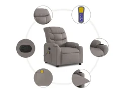 Poltrona de massagens reclinável tecido cinzento-acastanhado SHL970717