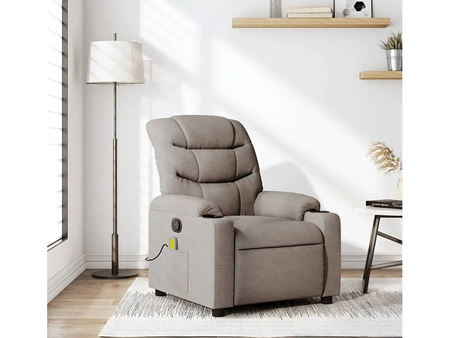 Poltrona de massagens reclinável tecido cinzento-acastanhado SHL970717