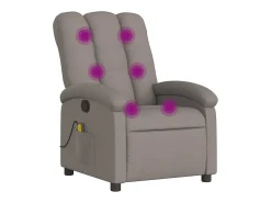 Poltrona de massagens reclinável tecido cinzento-acastanhado