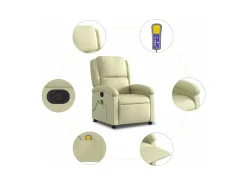 Poltrona de massagens reclinável couro genuíno cor creme SHL685310