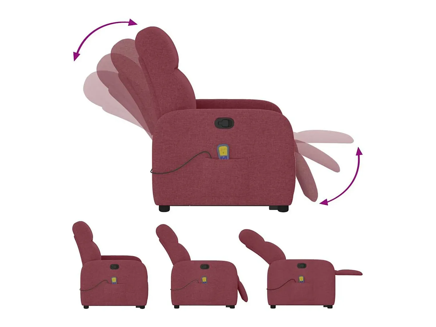 Poltrona de massagens reclin. elevatória tecido vermelho tinto SHL892745