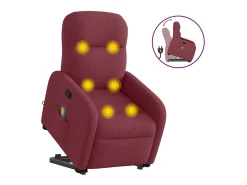 Poltrona de massagens reclin. elevatória tecido vermelho tinto SHL892745