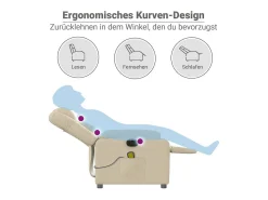 Poltrona de massagens reclinável elétrica tecido creme