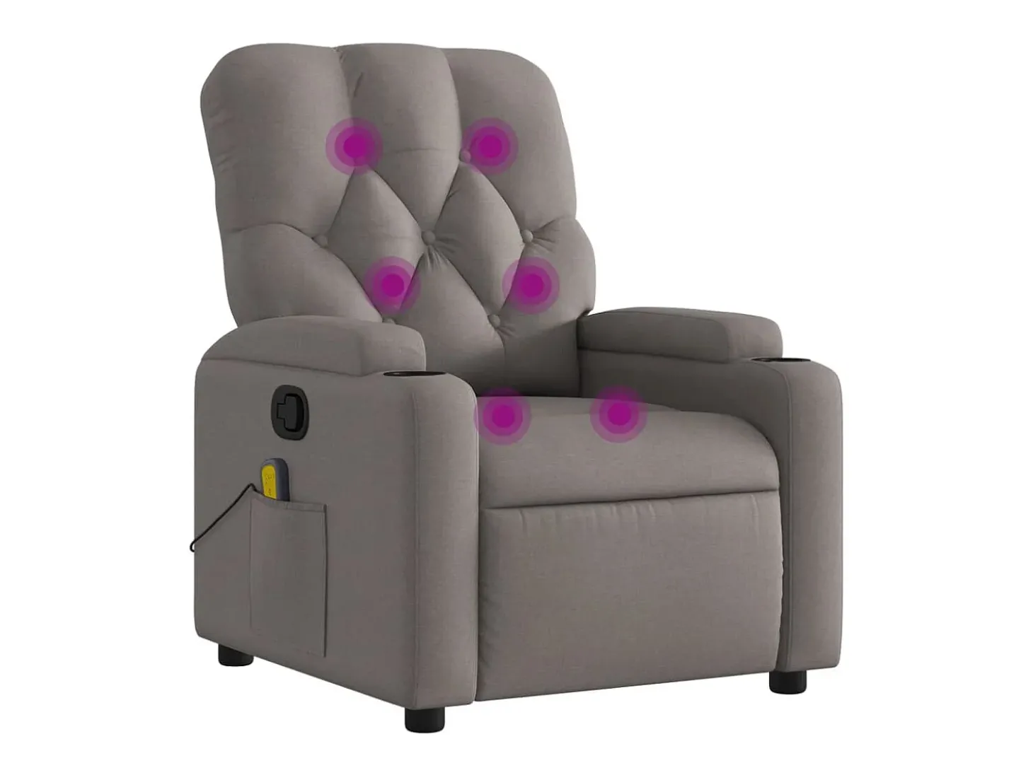 Poltrona de massagens reclinável tecido cinzento-acastanhado