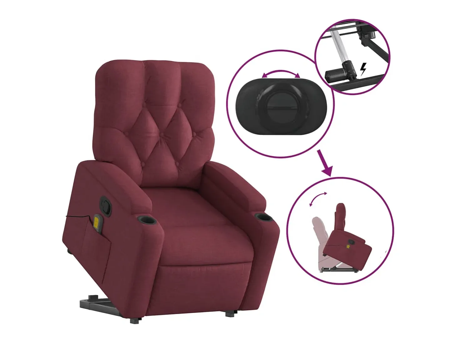 Poltrona de massagens reclin. elevatória tecido vermelho tinto SHL819693