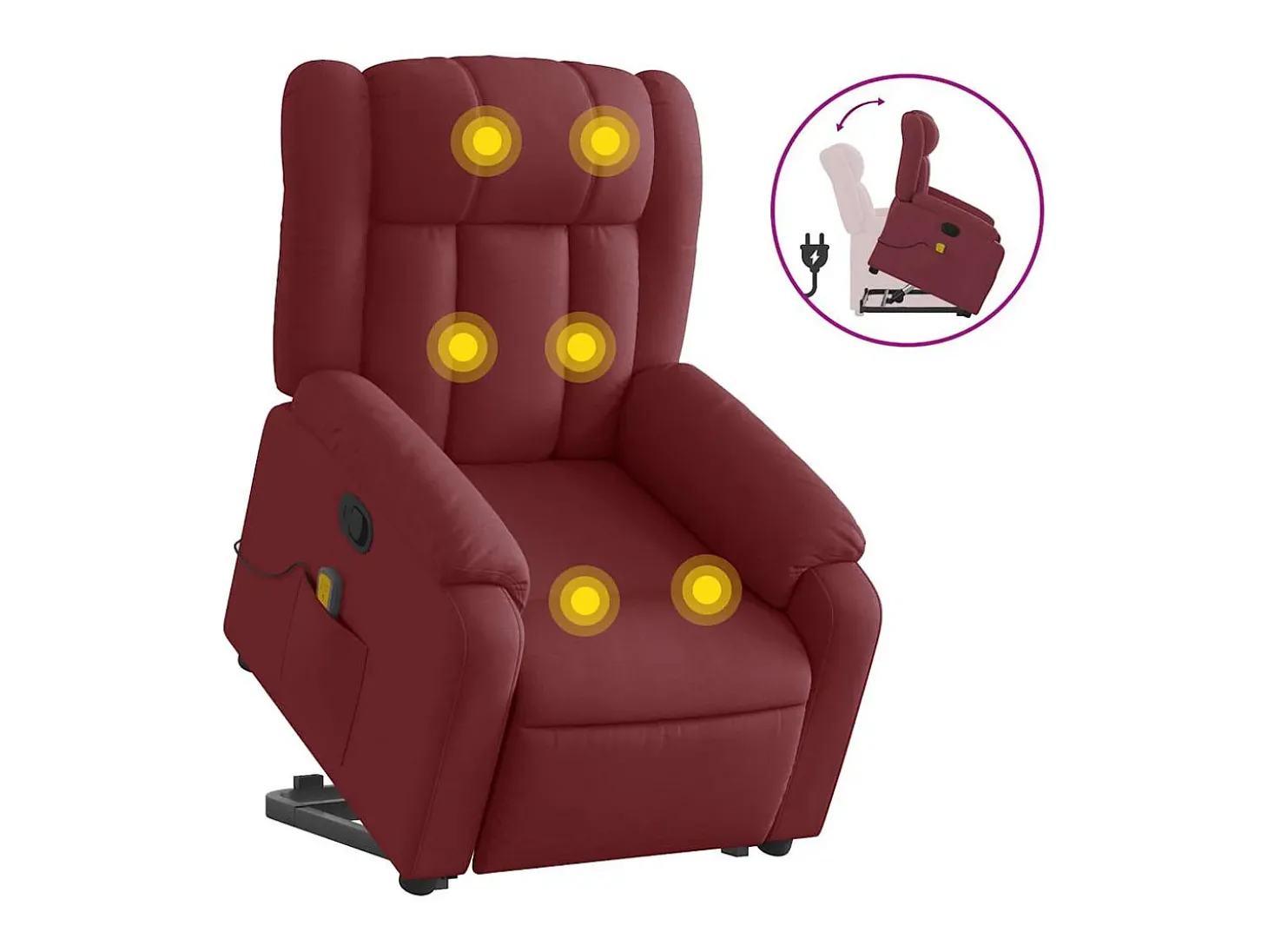Poltrona de massagens reclin. elevatória tecido vermelho tinto