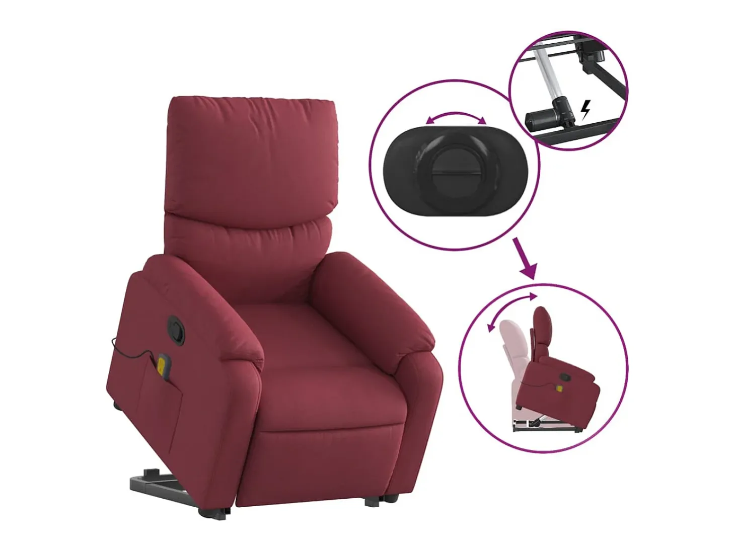 Poltrona de massagens reclin. elevatória tecido vermelho tinto SHL307500