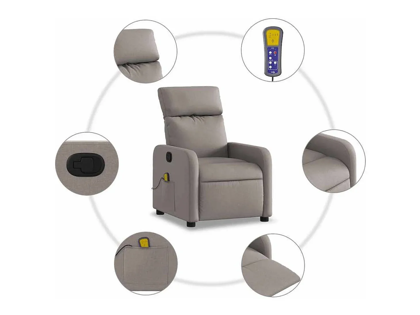 Poltrona de massagens reclinável tecido cinzento-acastanhado SHL616885