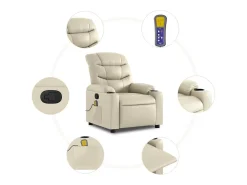 Poltrona de massagens reclinável couro artificial cor creme SHL485583