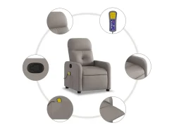 Poltrona de massagens reclinável tecido cinzento-acastanhado SHL113433