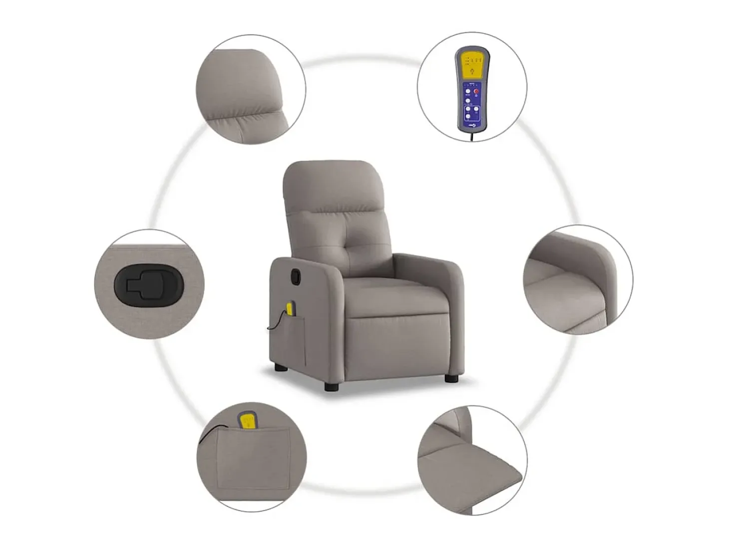 Poltrona de massagens reclinável tecido cinzento-acastanhado SHL113433
