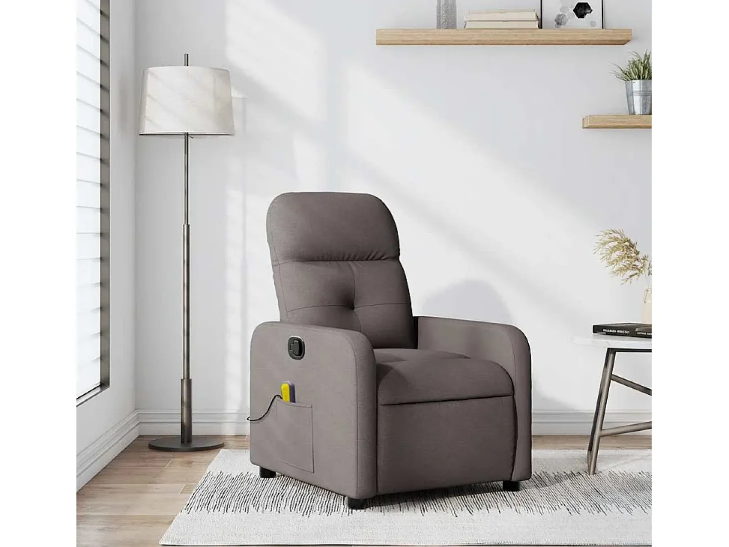Poltrona de massagens reclinável tecido cinzento-acastanhado SHL113433