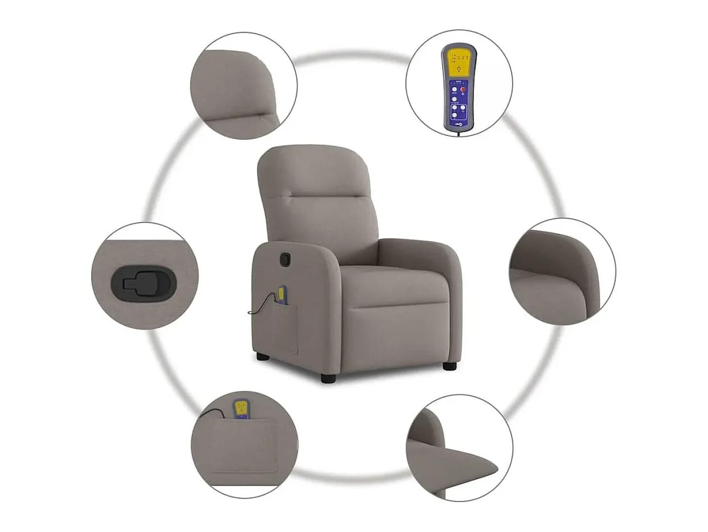 Poltrona de massagens reclinável tecido cinzento-acastanhado SHL661773