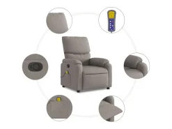 Poltrona de massagens reclinável tecido cinzento-acastanhado SHL593421