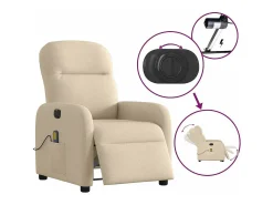 Poltrona de massagens reclinável elétrica tecido creme