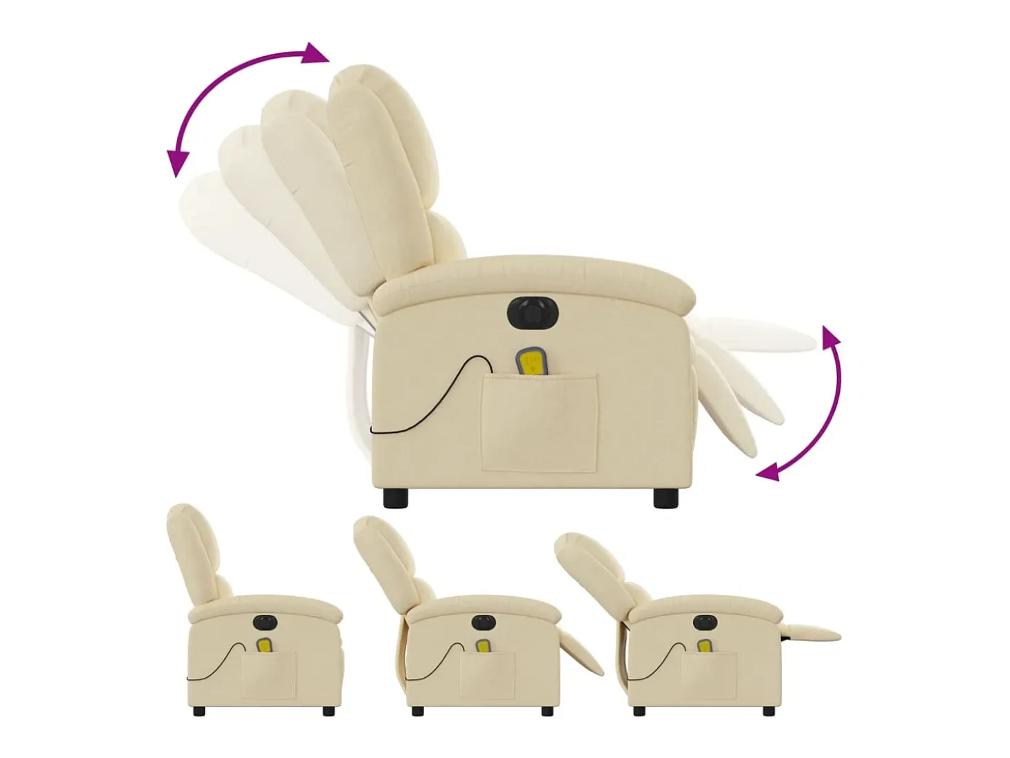Poltrona de massagens reclinável elétrica tecido creme SHL119006