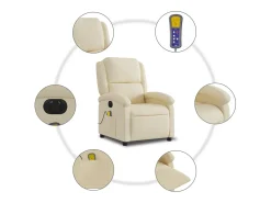 Poltrona de massagens reclinável elétrica tecido creme SHL119006