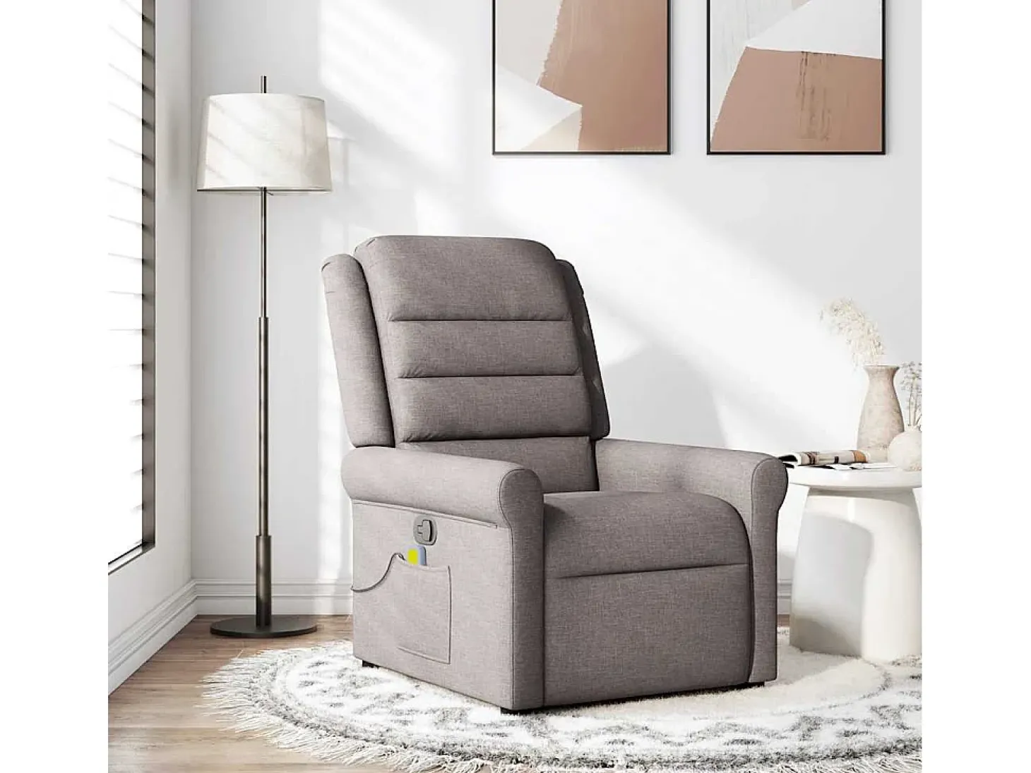 Poltrona de massagens reclinável tecido cinzento-acastanhado SHL202385