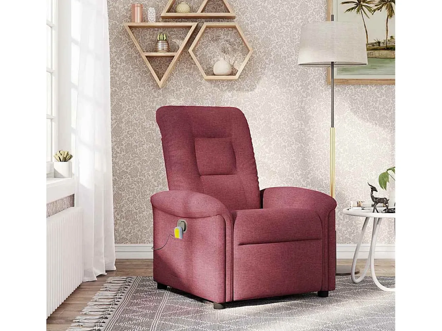 Poltrona de massagens reclinável tecido vermelho tinto SHL948130
