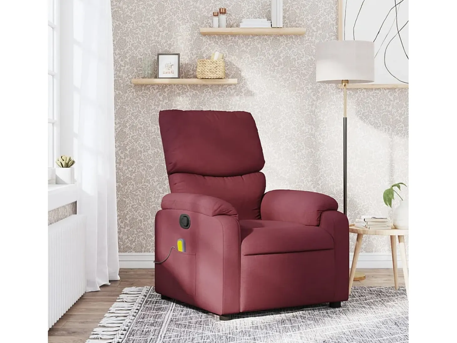 Poltrona de massagens reclinável tecido vermelho tinto SHL920074