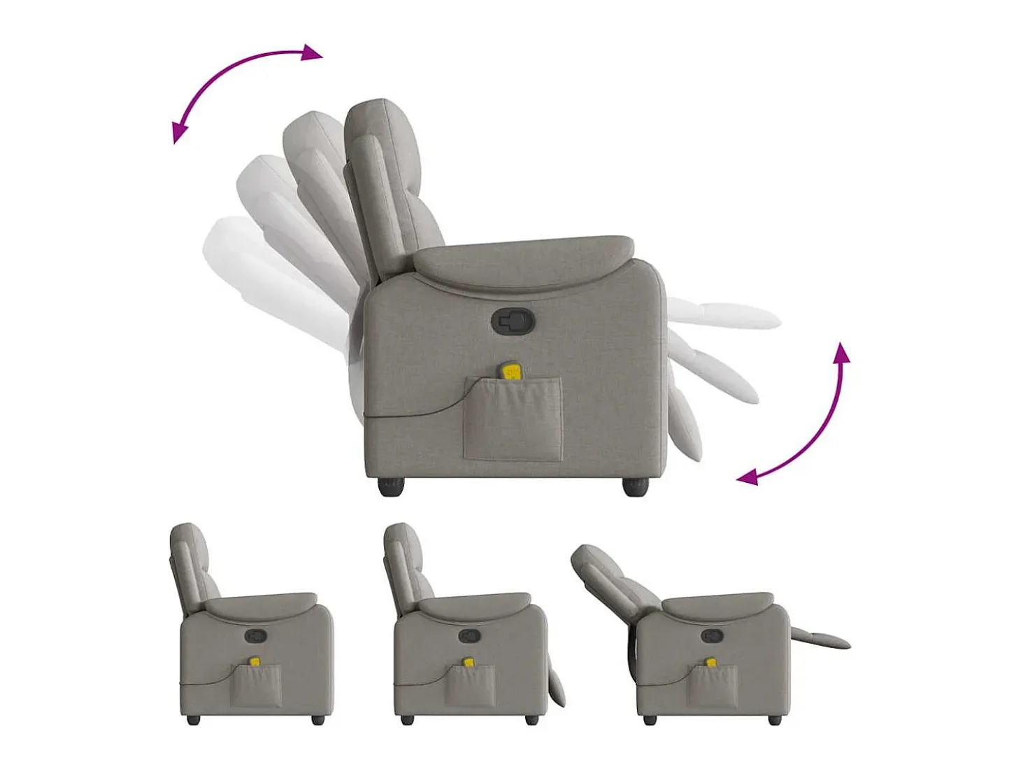 Poltrona de massagens reclinável tecido cinzento-acastanhado SHL407613