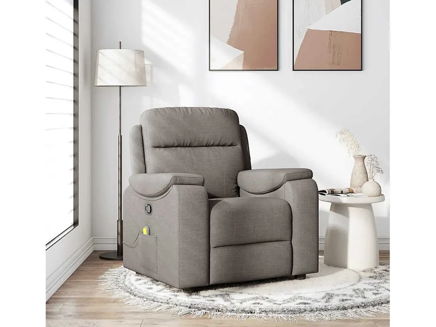 Poltrona de massagens reclinável tecido cinzento-acastanhado SHL407613