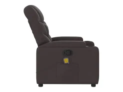 Poltrona de massagens reclinável tecido castanho-escuro