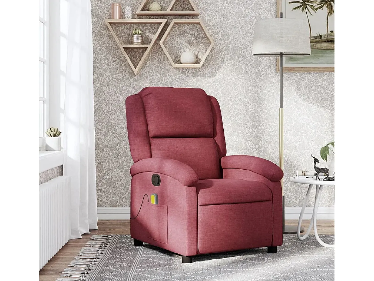 Poltrona de massagens reclinável tecido vermelho tinto SHL143363