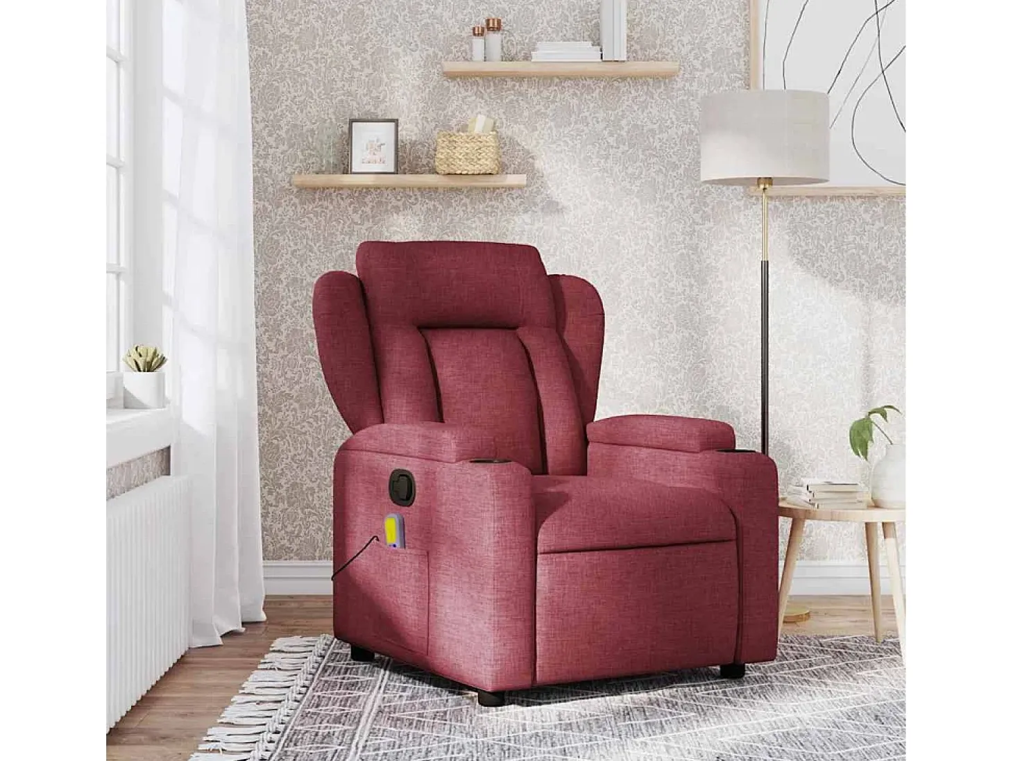 Poltrona de massagens reclinável tecido vermelho tinto SHL234837