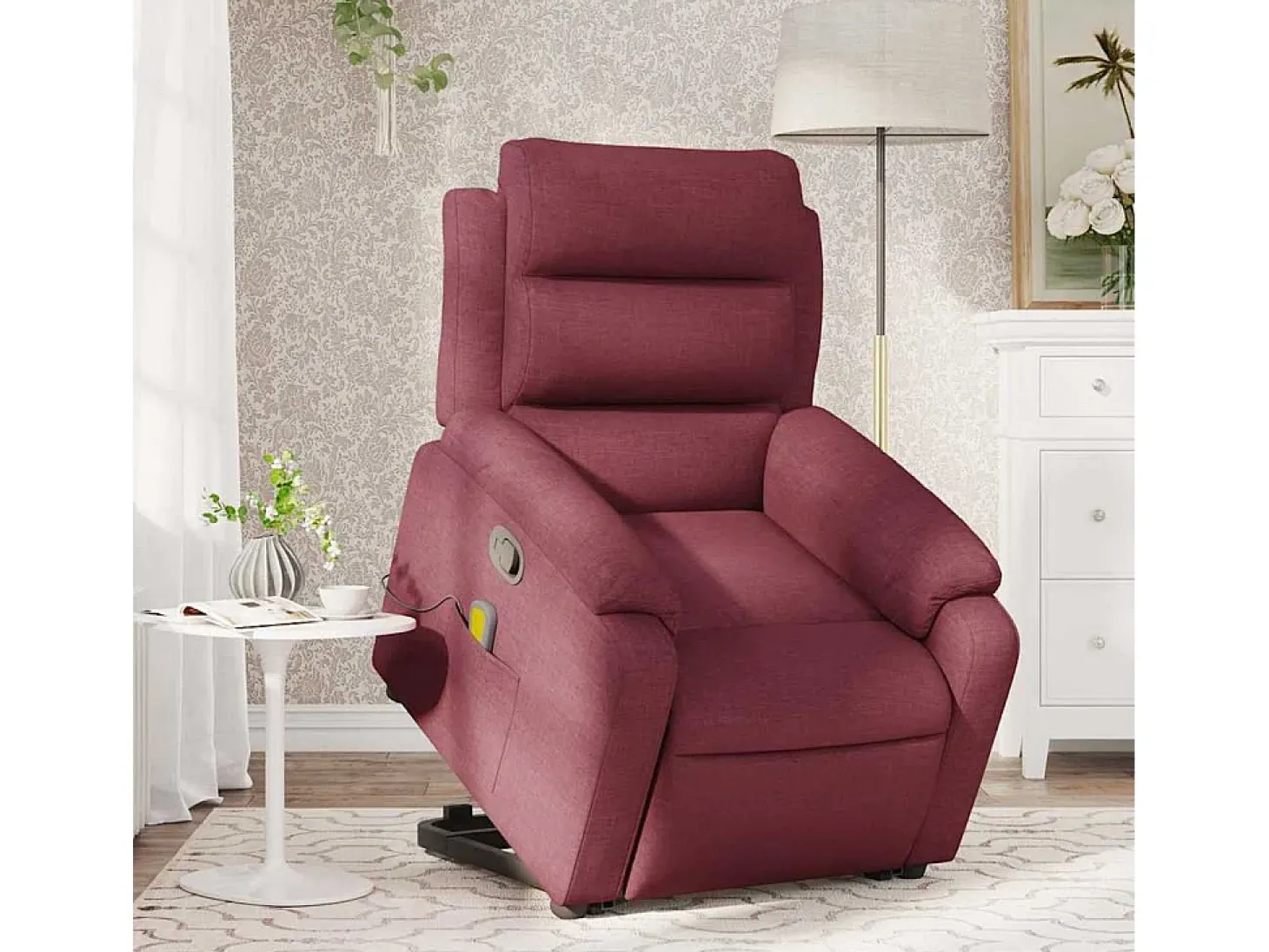 Poltrona de massagens reclin. elevatória tecido vermelho tinto SHL584124