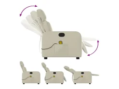Poltrona de massagens reclinável couro artificial cor creme SHL48881