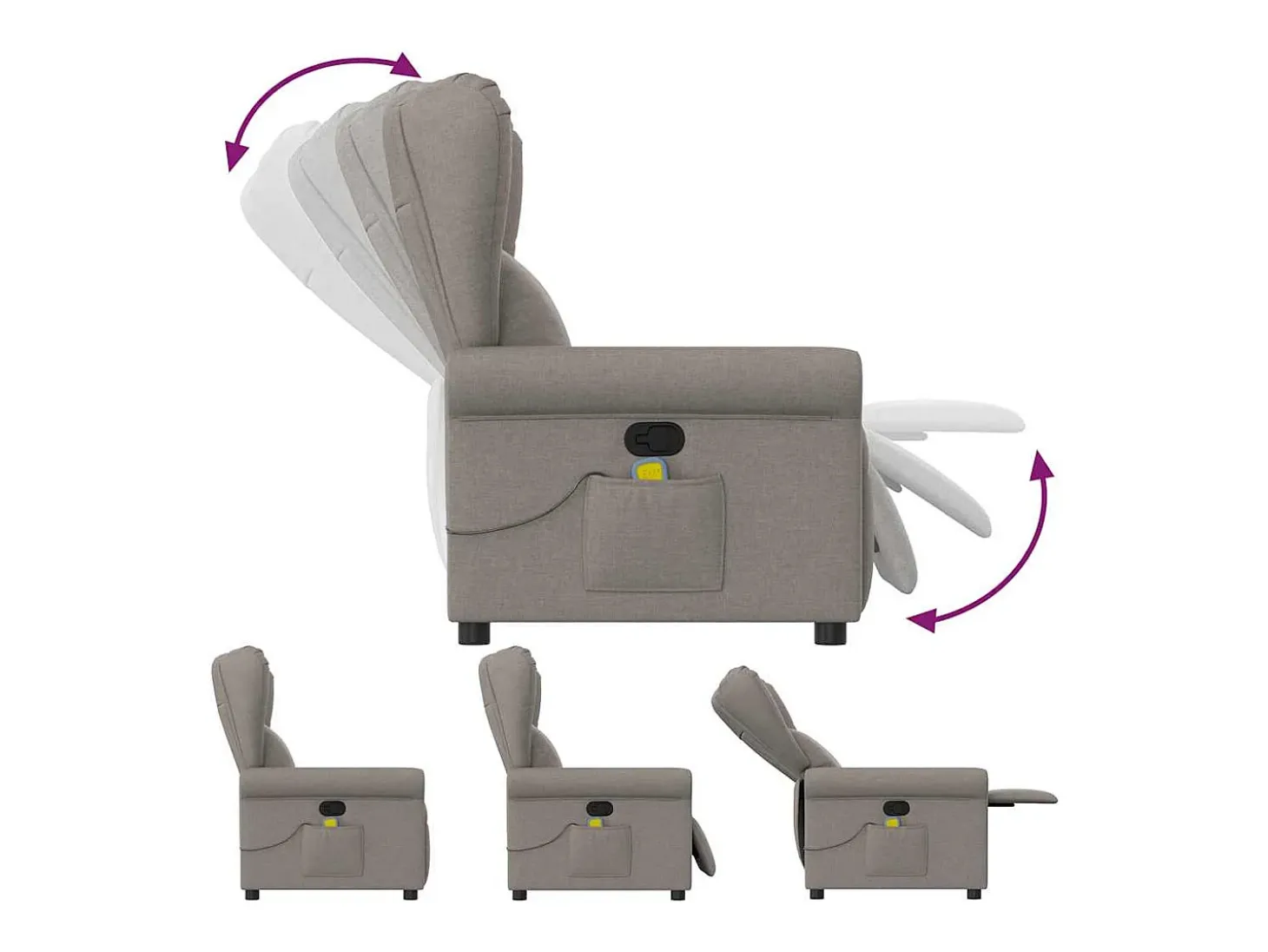 Poltrona de massagens reclinável tecido cinzento-acastanhado SHL55617