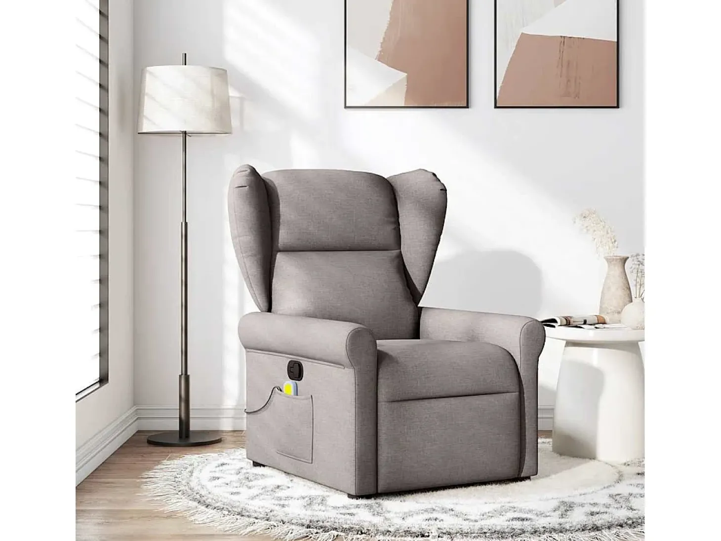 Poltrona de massagens reclinável tecido cinzento-acastanhado SHL55617