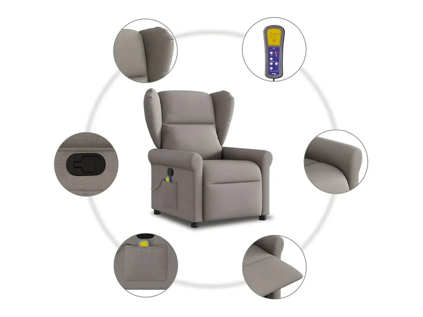 Poltrona de massagens reclinável tecido cinzento-acastanhado SHL55617